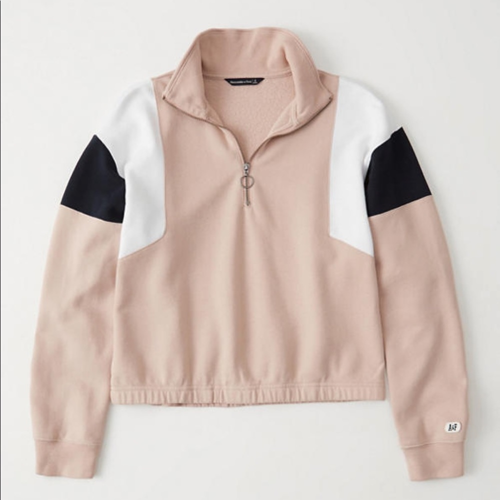 Abercrombie & Fitch Half Zip Colorblock Sweatshirt